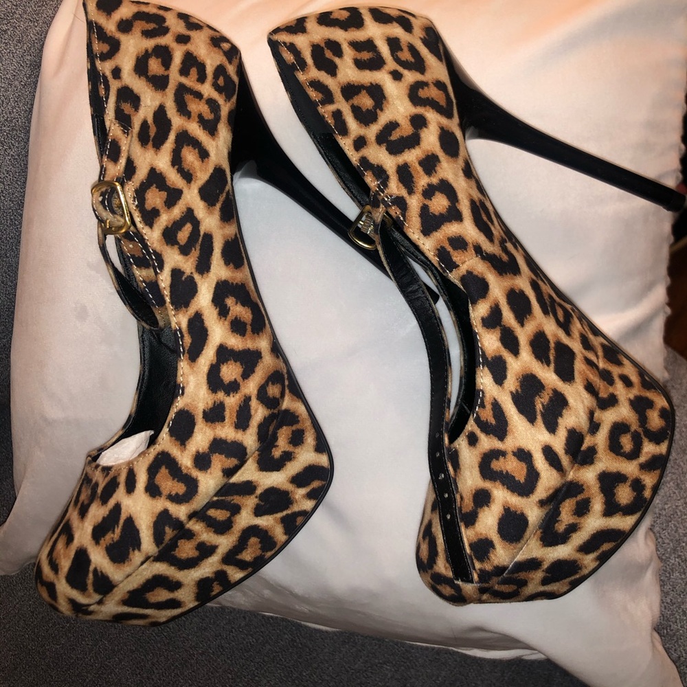 Animal print high heel shoes
